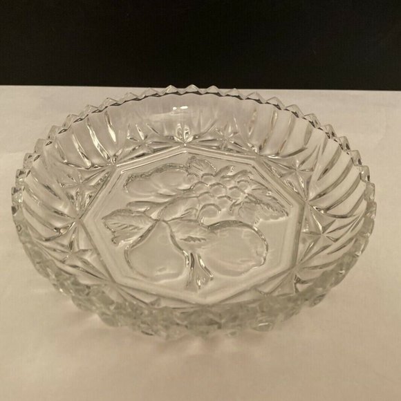 Other - Vintage Cut Glass Dish Ash Tray, Jewerly or Coin Dish Engraved Fruit Pattern